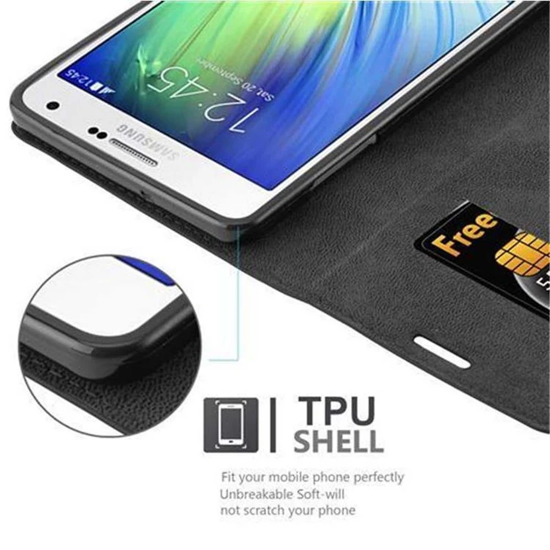 Cadorabo Hülle kompatibel mit Samsung Galaxy A7 2015 Schutzhülle mit Magnetverschluss, Standfunktion und Kartenfach