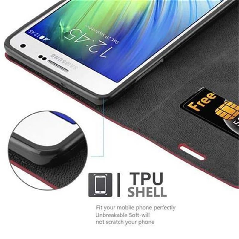 Cadorabo Hülle kompatibel mit Samsung Galaxy A7 2015 Schutzhülle mit Magnetverschluss, Standfunktion und Kartenfach