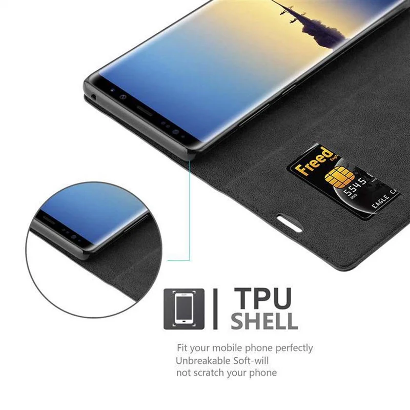Cadorabo Hülle kompatibel mit Samsung Galaxy NOTE 8 Schutzhülle mit Magnetverschluss, Standfunktion und Kartenfach