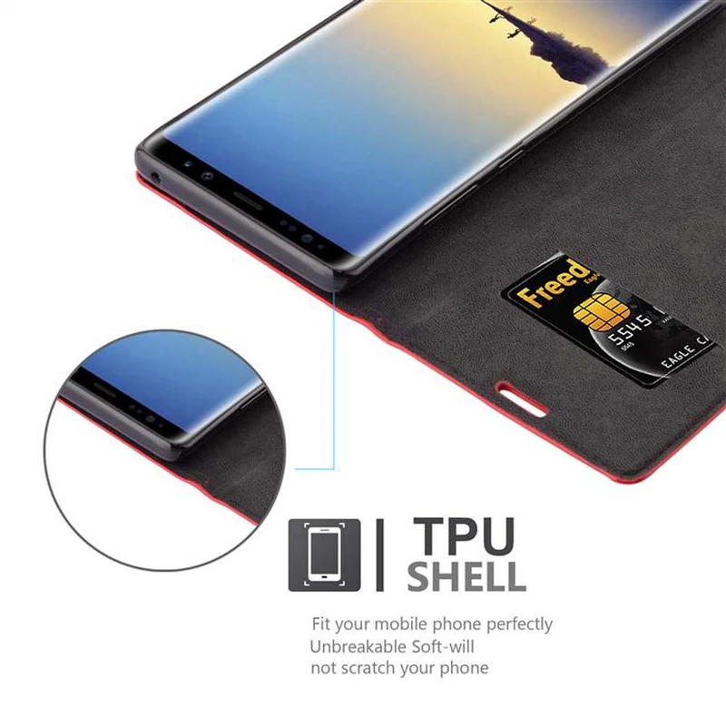 Cadorabo Hülle kompatibel mit Samsung Galaxy NOTE 8 Schutzhülle mit Magnetverschluss, Standfunktion und Kartenfach