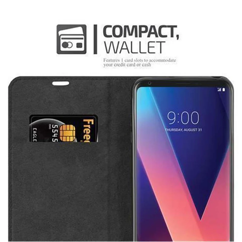 Cadorabo Hülle kompatibel mit LG V30 / V30+ / V30S / V30S+ Schutzhülle mit Magnetverschluss, Standfunktion und Kartenfach