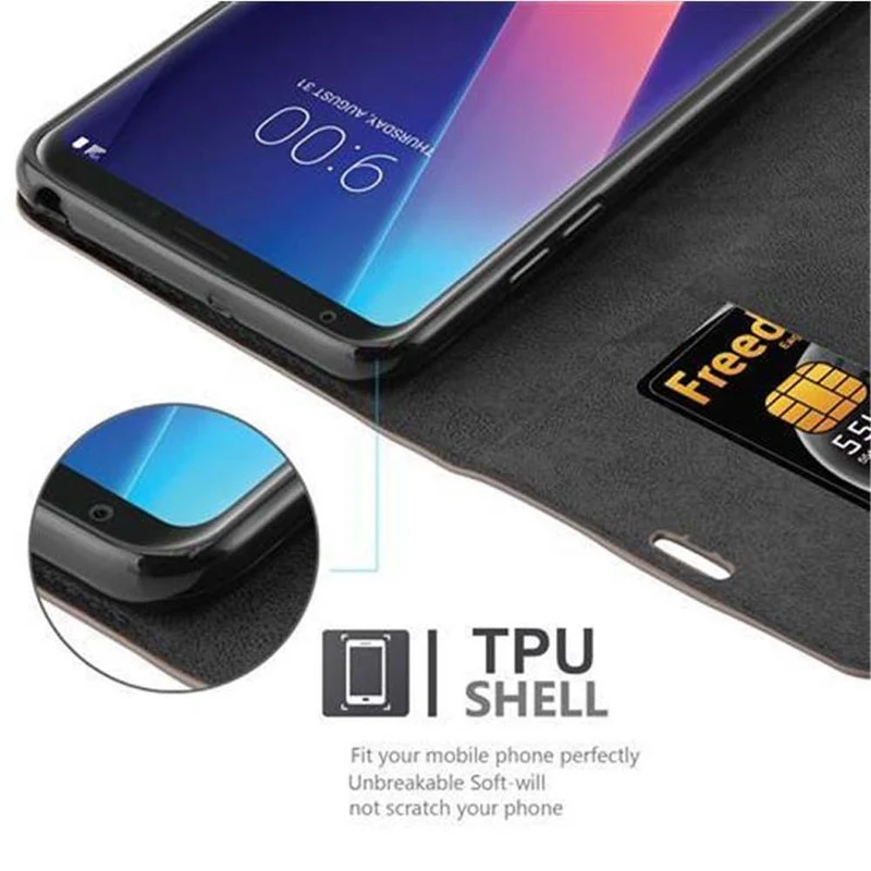 Cadorabo Hülle kompatibel mit LG V30 / V30+ / V30S / V30S+ Schutzhülle mit Magnetverschluss, Standfunktion und Kartenfach