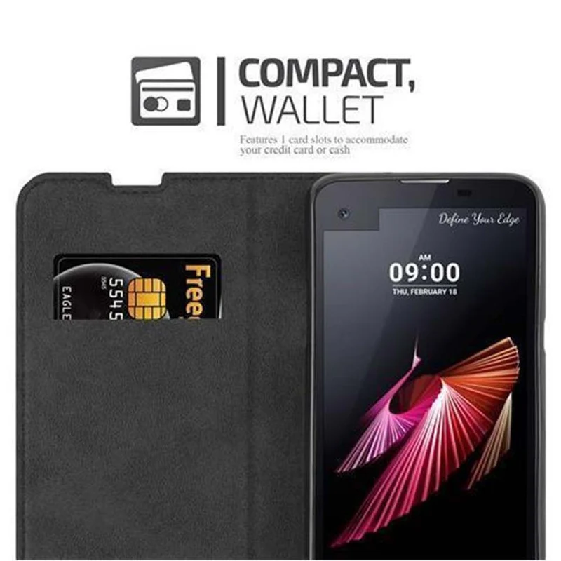 Cadorabo Hülle kompatibel mit LG X SCREEN Schutzhülle mit Magnetverschluss, Standfunktion und Kartenfach