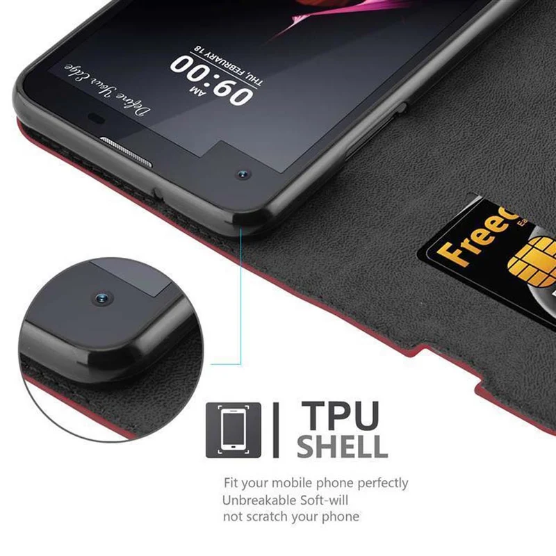 Cadorabo Hülle kompatibel mit LG X SCREEN Schutzhülle mit Magnetverschluss, Standfunktion und Kartenfach