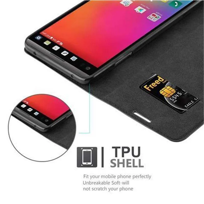 Cadorabo Hülle kompatibel mit LG V20 Schutzhülle mit Magnetverschluss, Standfunktion und Kartenfach