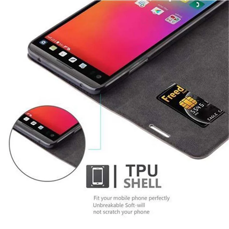 Cadorabo Hülle kompatibel mit LG V20 Schutzhülle mit Magnetverschluss, Standfunktion und Kartenfach
