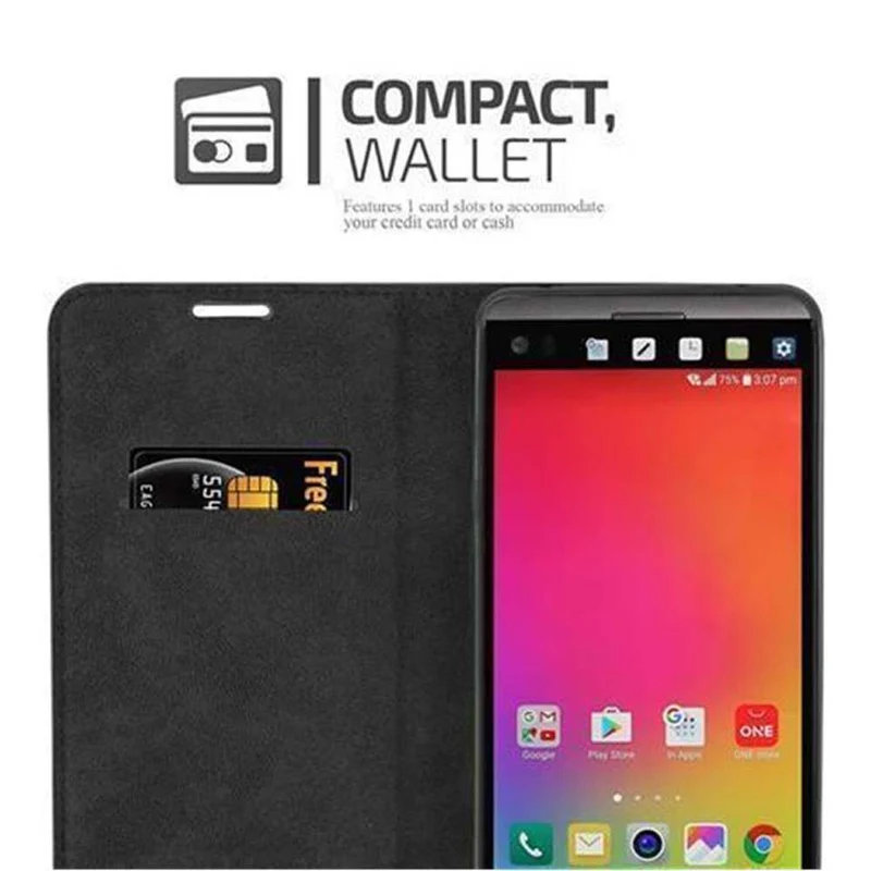 Cadorabo Hülle kompatibel mit LG V20 Schutzhülle mit Magnetverschluss, Standfunktion und Kartenfach