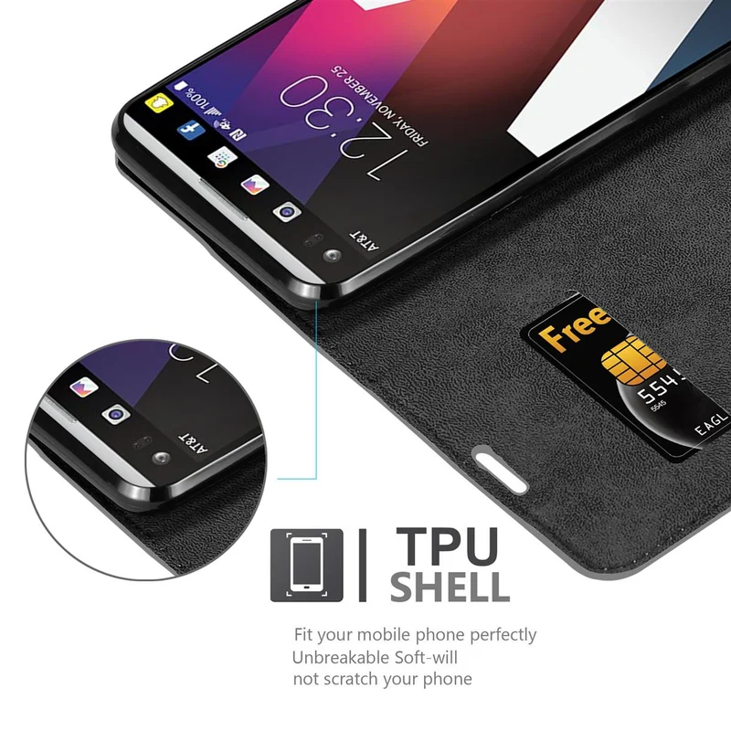 Cadorabo Hülle kompatibel mit LG V20 Schutzhülle mit Magnetverschluss, Standfunktion und Kartenfach