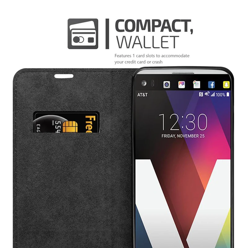 Cadorabo Hülle kompatibel mit LG V20 Schutzhülle mit Magnetverschluss, Standfunktion und Kartenfach