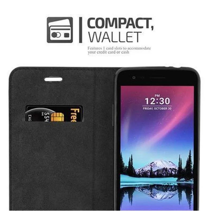 Cadorabo Hülle kompatibel mit LG K4 2017 Schutzhülle mit Magnetverschluss, Standfunktion und Kartenfach