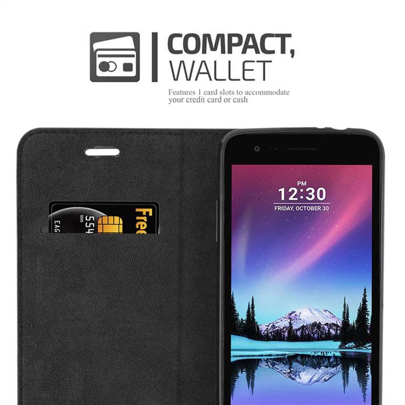 Cadorabo Hülle kompatibel mit LG K4 2017 Schutzhülle mit Magnetverschluss, Standfunktion und Kartenfach