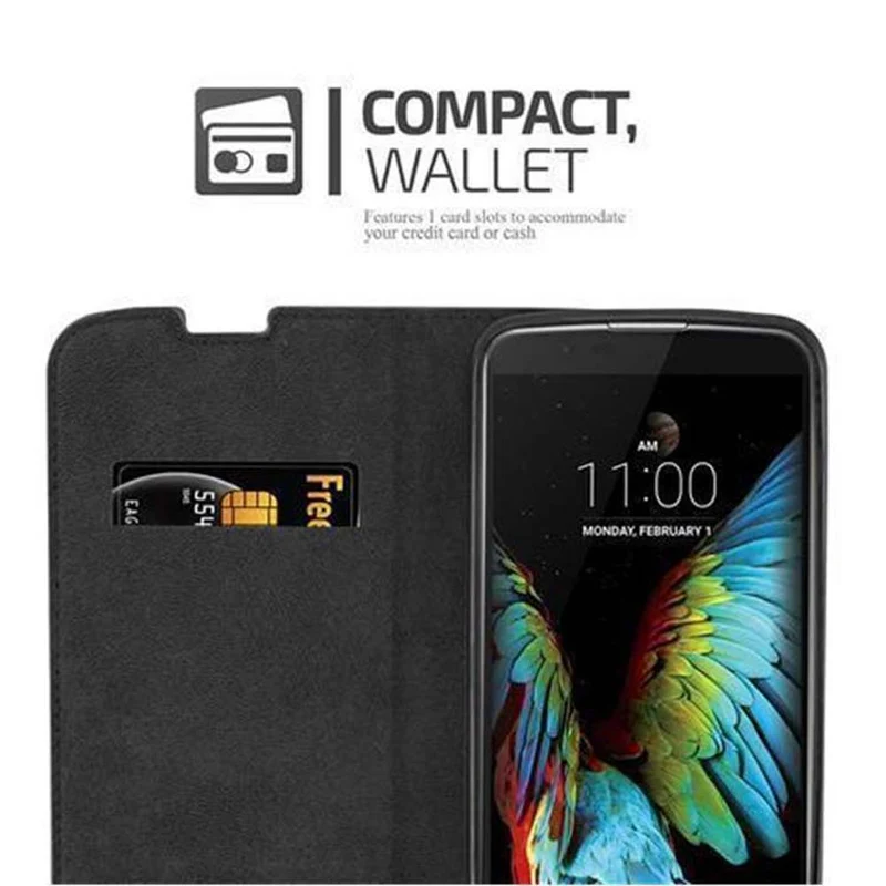 Cadorabo Hülle kompatibel mit LG K10 2016 Schutzhülle mit Magnetverschluss, Standfunktion und Kartenfach