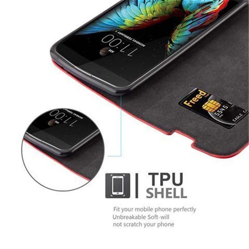 Cadorabo Hülle kompatibel mit LG K10 2016 Schutzhülle mit Magnetverschluss, Standfunktion und Kartenfach