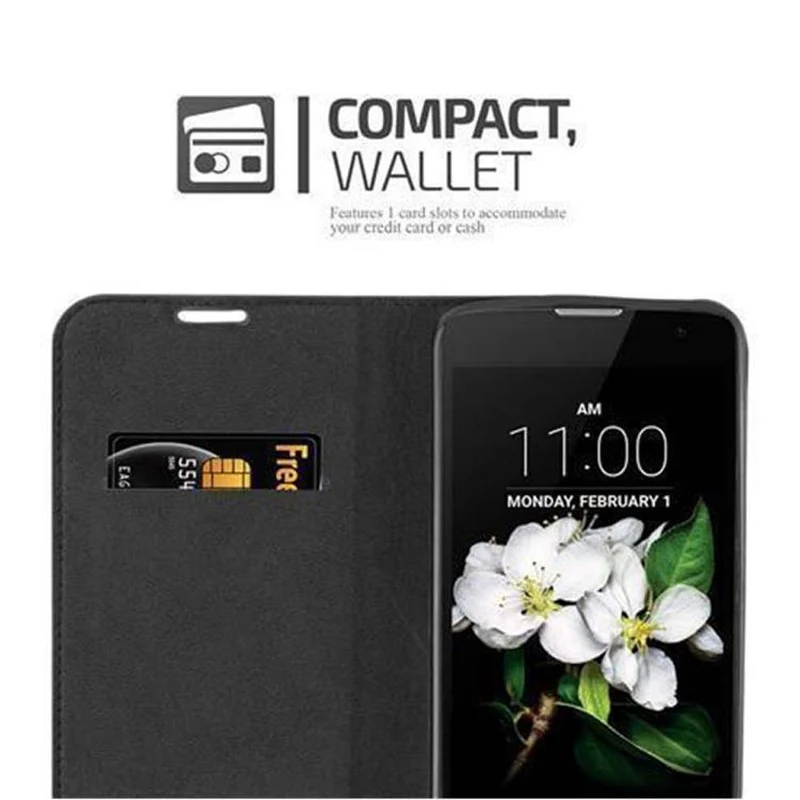 Cadorabo Hülle kompatibel mit LG K7 2017 Schutzhülle mit Magnetverschluss, Standfunktion und Kartenfach