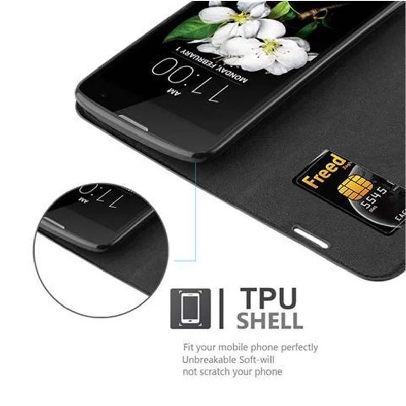 Cadorabo Hülle kompatibel mit LG K7 2017 Schutzhülle mit Magnetverschluss, Standfunktion und Kartenfach