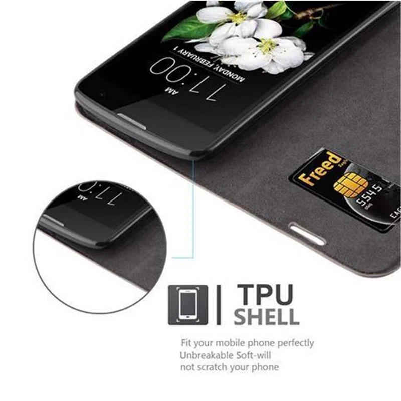 Cadorabo Hülle kompatibel mit LG K7 2017 Schutzhülle mit Magnetverschluss, Standfunktion und Kartenfach