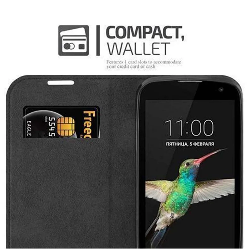Cadorabo Hülle kompatibel mit LG K3 2016 Schutzhülle mit Magnetverschluss, Standfunktion und Kartenfach