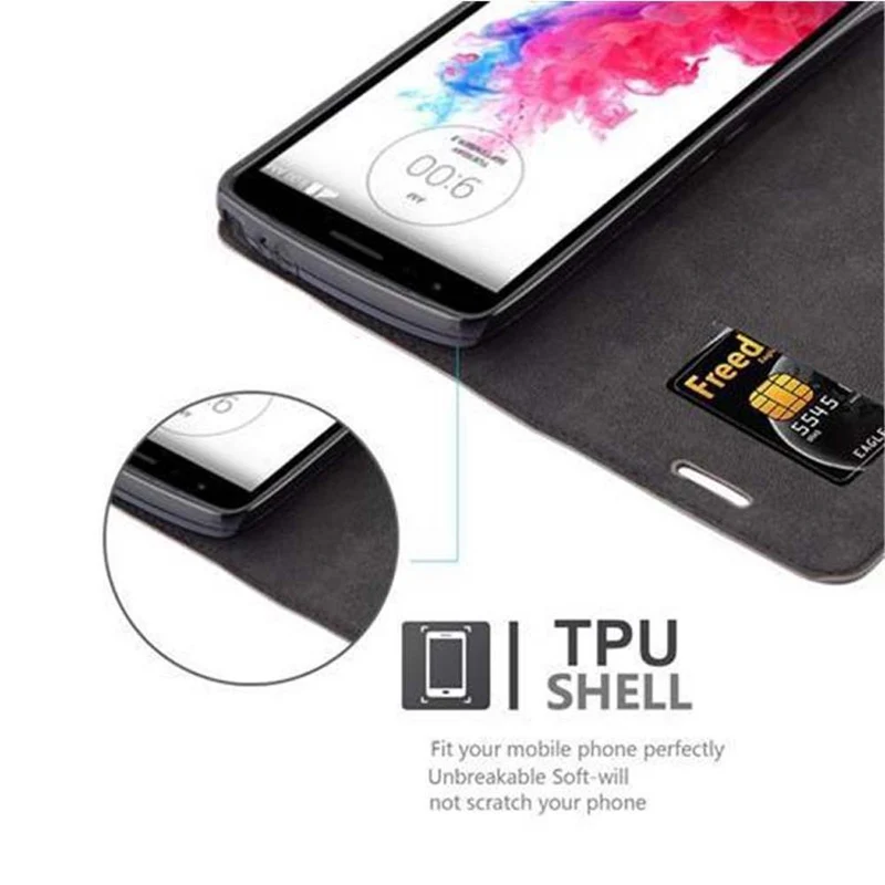 Cadorabo Hülle kompatibel mit LG G3 STYLUS Schutzhülle mit Magnetverschluss, Standfunktion und Kartenfach