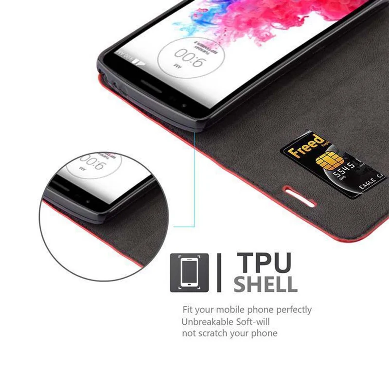 Cadorabo Hülle kompatibel mit LG G3 STYLUS Schutzhülle mit Magnetverschluss, Standfunktion und Kartenfach