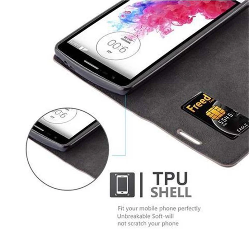 Cadorabo Hülle kompatibel mit LG G3 MINI / G3 S Schutzhülle mit Magnetverschluss, Standfunktion und Kartenfach