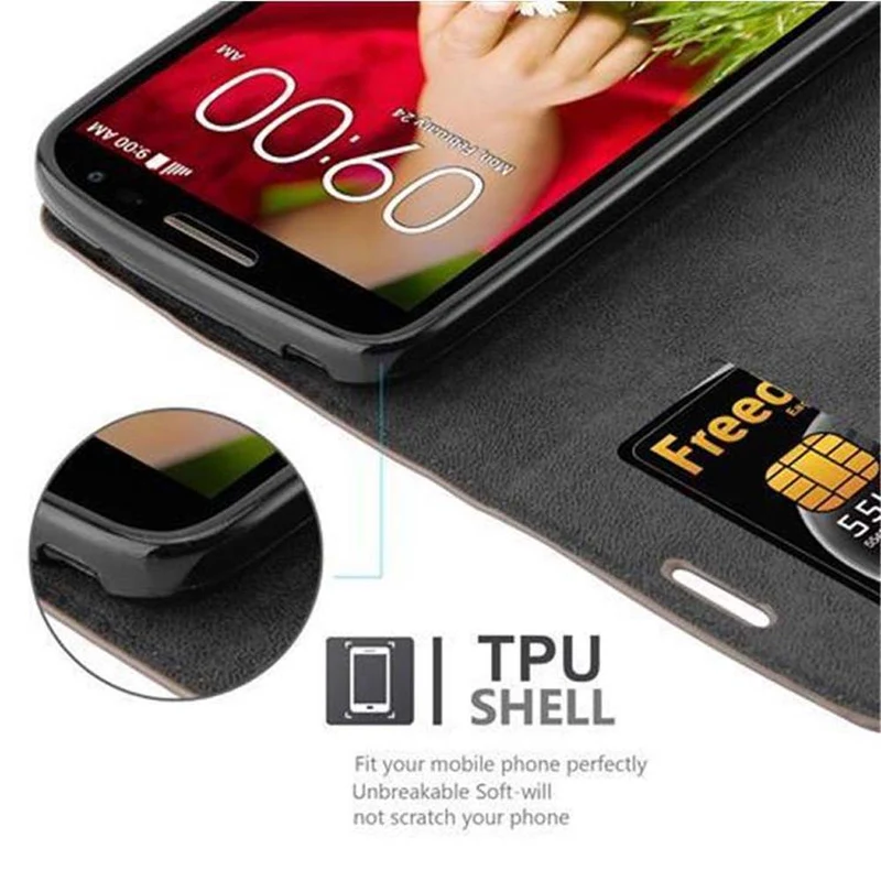 Cadorabo Hülle kompatibel mit LG G2 MINI Schutzhülle mit Magnetverschluss, Standfunktion und Kartenfach