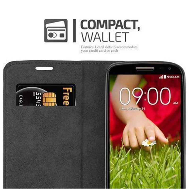 Cadorabo Hülle kompatibel mit LG G2 MINI Schutzhülle mit Magnetverschluss, Standfunktion und Kartenfach