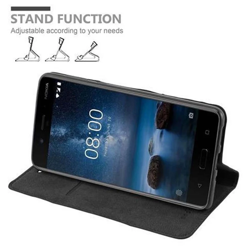 Cadorabo Hülle kompatibel mit Nokia 8 2017 Schutzhülle mit Magnetverschluss, Standfunktion und Kartenfach