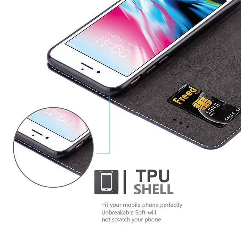 Cadorabo Hülle kompatibel mit Apple iPhone 7 / 7S / 8 / SE 2020 Schutzhülle mit Magnetverschluss, Standfunktion und Kartenfach