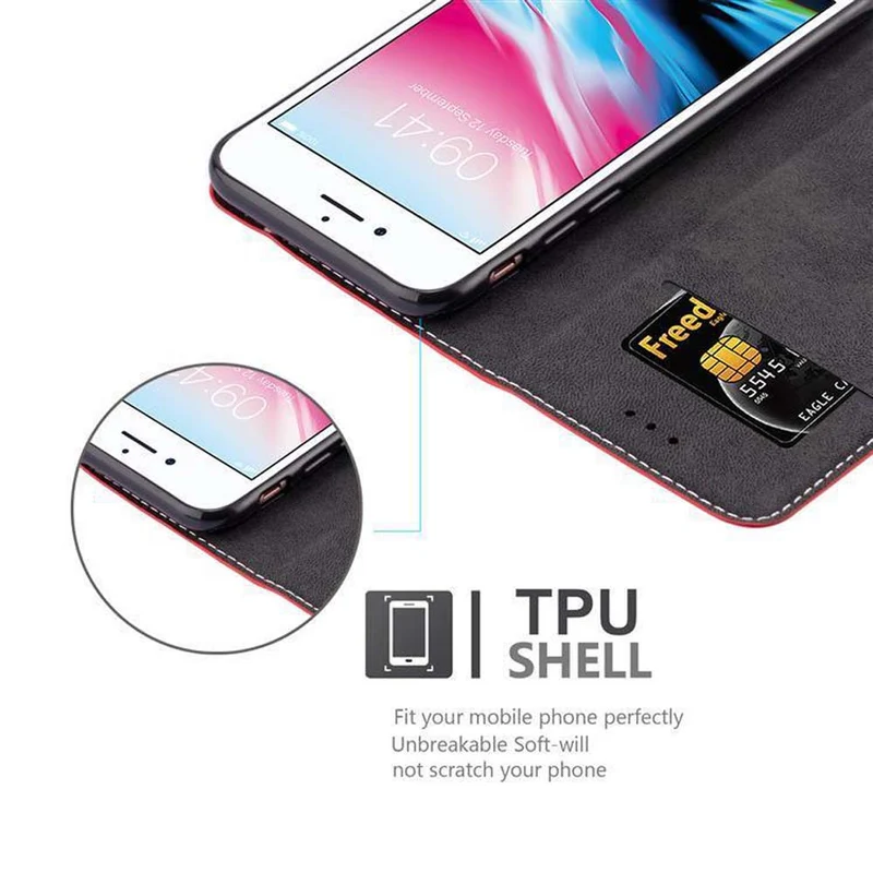 Cadorabo Hülle kompatibel mit Apple iPhone 7 / 7S / 8 / SE 2020 Schutzhülle mit Magnetverschluss, Standfunktion und Kartenfach