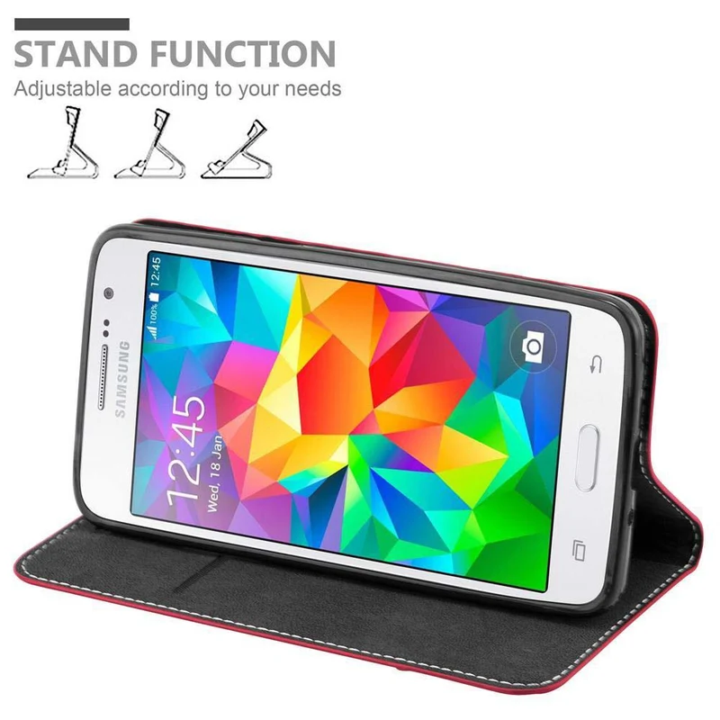 Cadorabo Hülle kompatibel mit Samsung Galaxy GRAND PRIME Schutzhülle mit Magnetverschluss, Standfunktion und Kartenfach