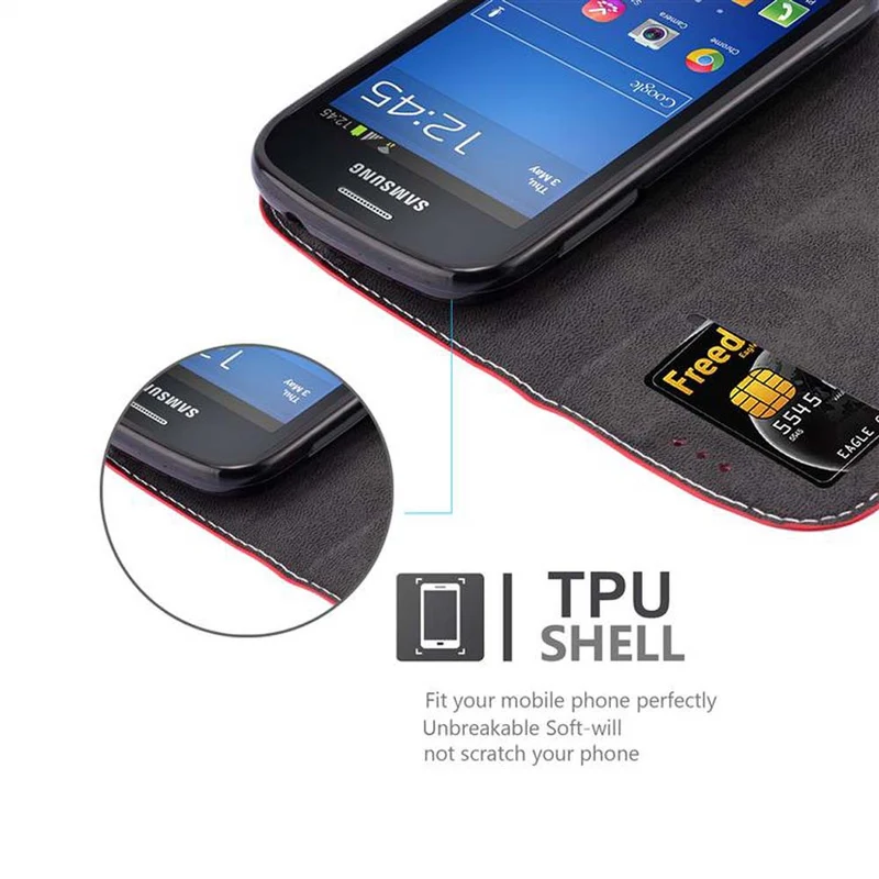 Cadorabo Hülle kompatibel mit Samsung Galaxy TREND LITE Schutzhülle mit Magnetverschluss, Standfunktion und Kartenfach