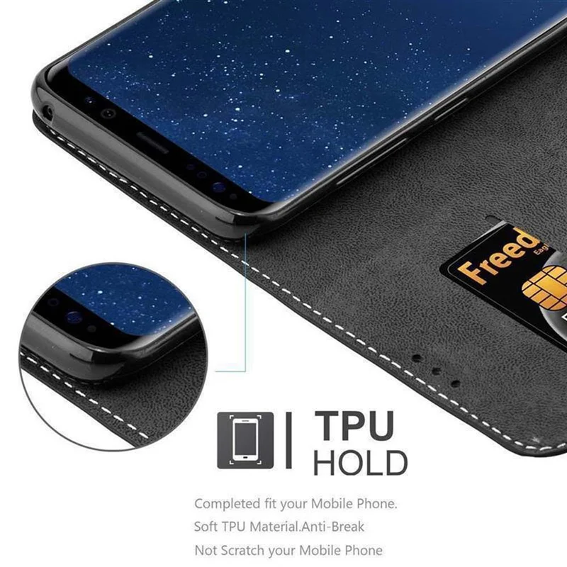 Cadorabo Hülle kompatibel mit Samsung Galaxy S8 PLUS Schutzhülle mit Magnetverschluss, Standfunktion und Kartenfach