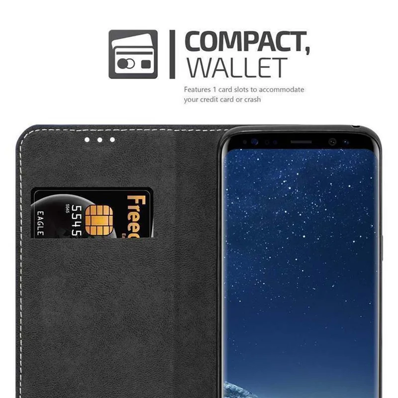 Cadorabo Hülle kompatibel mit Samsung Galaxy S8 PLUS Schutzhülle mit Magnetverschluss, Standfunktion und Kartenfach