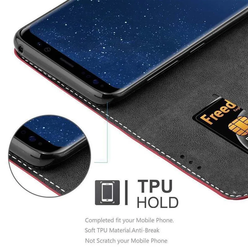 Cadorabo Hülle kompatibel mit Samsung Galaxy S8 Schutzhülle mit Magnetverschluss, Standfunktion und Kartenfach
