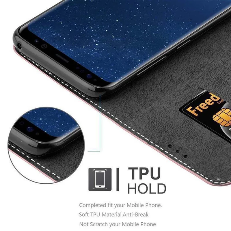 Cadorabo Hülle kompatibel mit Samsung Galaxy S8 Schutzhülle mit Magnetverschluss, Standfunktion und Kartenfach