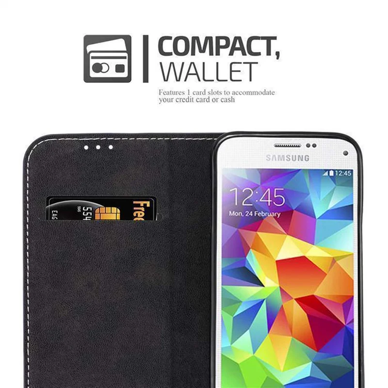 Cadorabo Hülle kompatibel mit Samsung Galaxy S5 / S5 NEO Schutzhülle mit Magnetverschluss, Standfunktion und Kartenfach