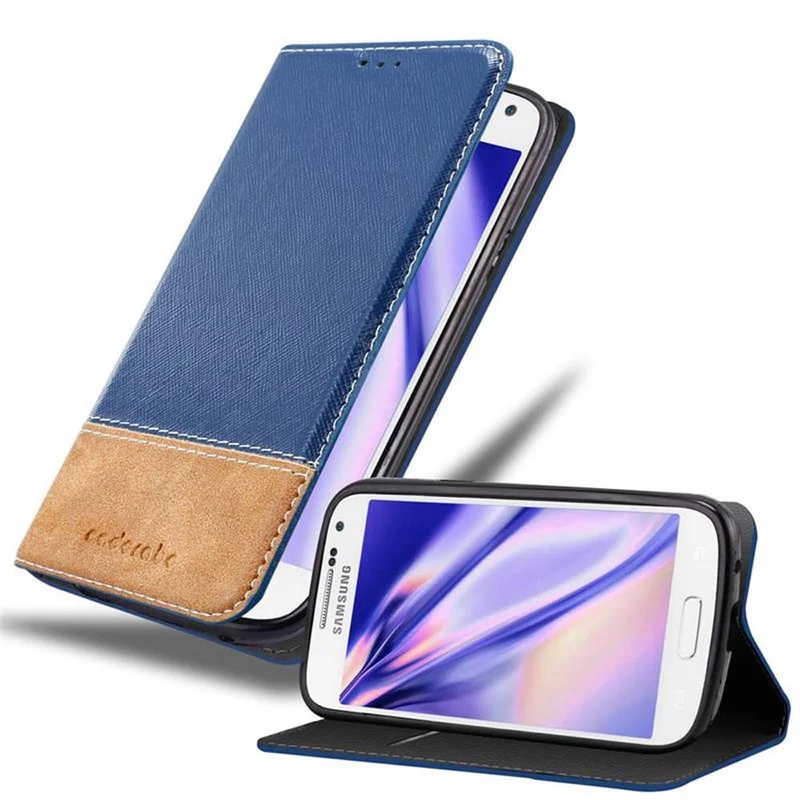Cadorabo Hülle kompatibel mit Samsung Galaxy S4 MINI Schutzhülle mit Magnetverschluss, Standfunktion und Kartenfach