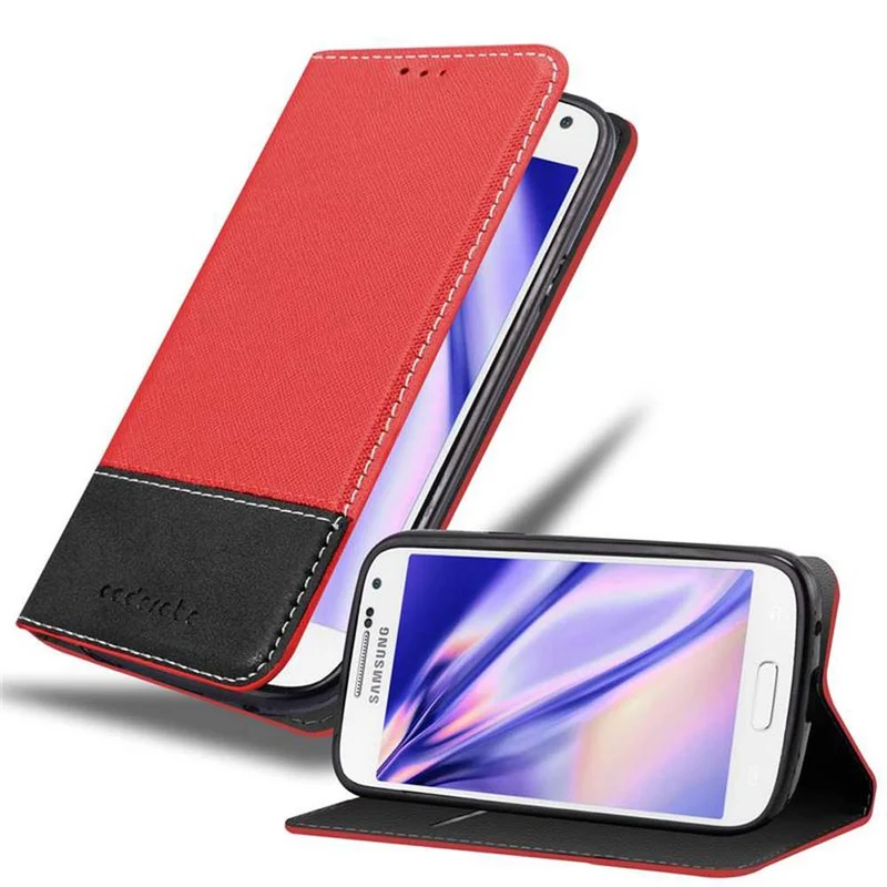 Cadorabo Hülle kompatibel mit Samsung Galaxy S4 MINI Schutzhülle mit Magnetverschluss, Standfunktion und Kartenfach