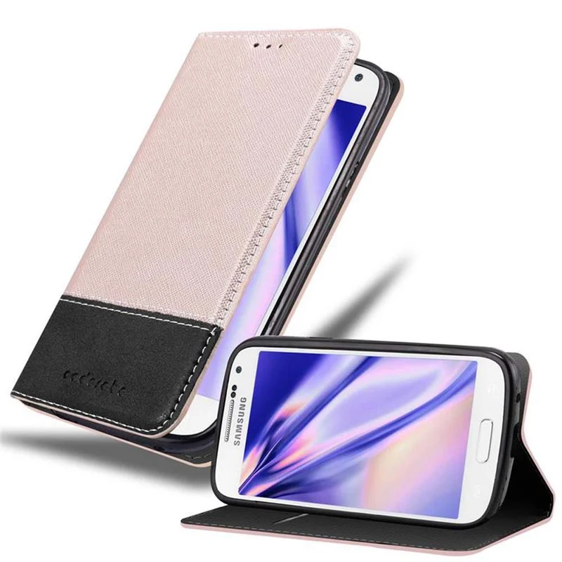 Cadorabo Hülle kompatibel mit Samsung Galaxy S4 MINI Schutzhülle mit Magnetverschluss, Standfunktion und Kartenfach