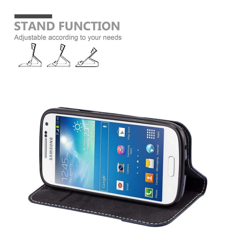Cadorabo Hülle kompatibel mit Samsung Galaxy S4 MINI Schutzhülle mit Magnetverschluss, Standfunktion und Kartenfach