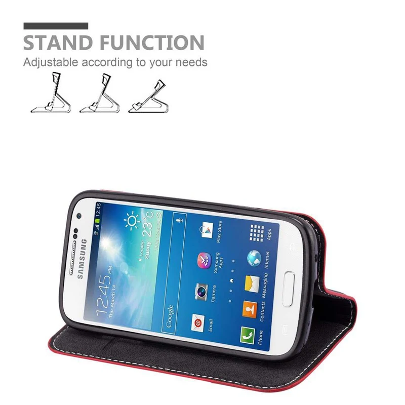 Cadorabo Hülle kompatibel mit Samsung Galaxy S4 MINI Schutzhülle mit Magnetverschluss, Standfunktion und Kartenfach