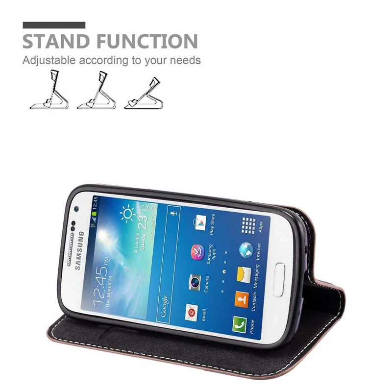 Cadorabo Hülle kompatibel mit Samsung Galaxy S4 MINI Schutzhülle mit Magnetverschluss, Standfunktion und Kartenfach
