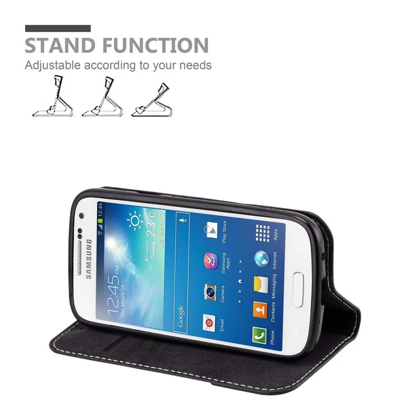 Cadorabo Hülle kompatibel mit Samsung Galaxy S4 MINI Schutzhülle mit Magnetverschluss, Standfunktion und Kartenfach