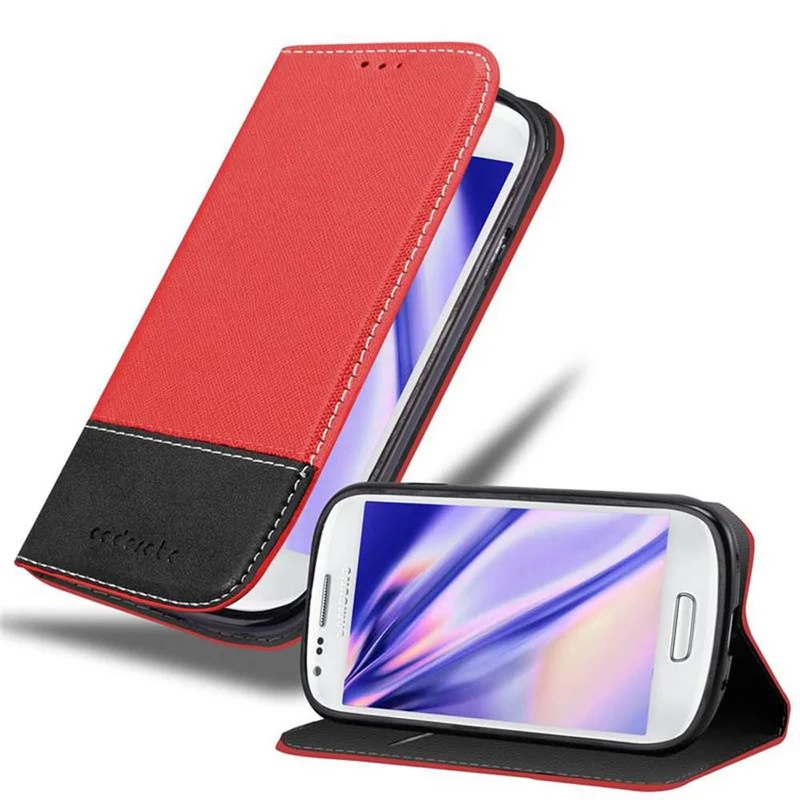 Cadorabo Hülle kompatibel mit Samsung Galaxy S3 MINI Schutzhülle mit Magnetverschluss, Standfunktion und Kartenfach