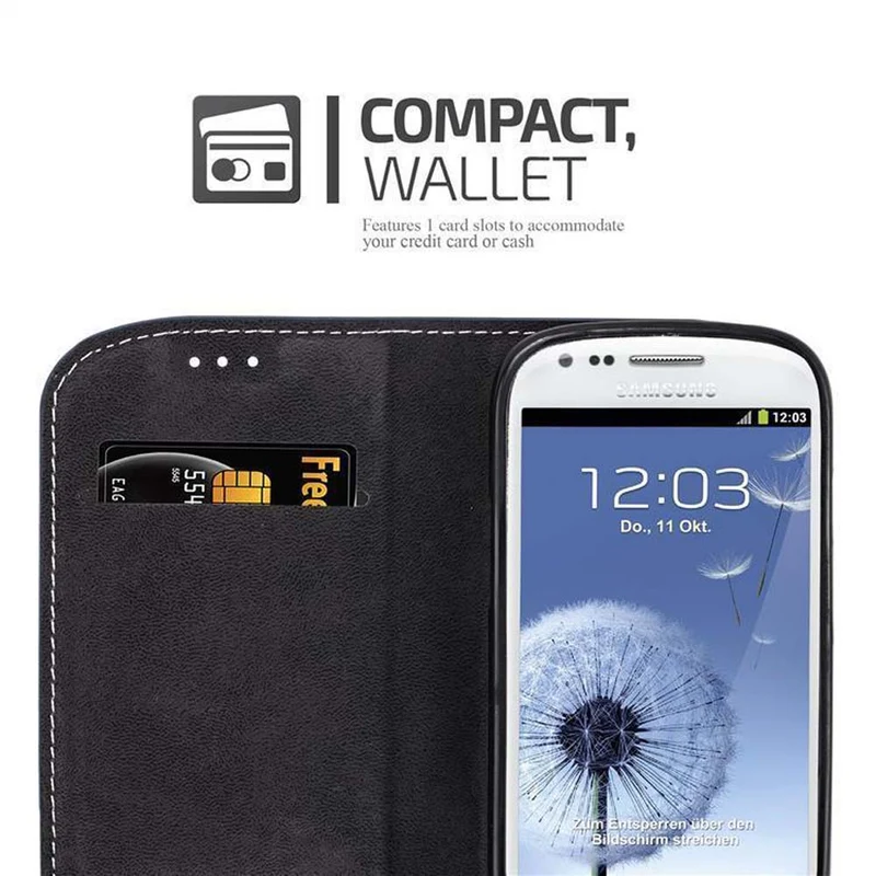 Cadorabo Hülle kompatibel mit Samsung Galaxy S3 MINI Schutzhülle mit Magnetverschluss, Standfunktion und Kartenfach
