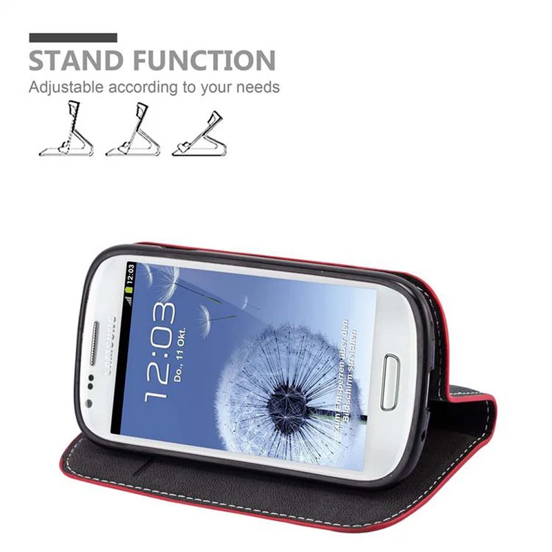 Cadorabo Hülle kompatibel mit Samsung Galaxy S3 MINI Schutzhülle mit Magnetverschluss, Standfunktion und Kartenfach