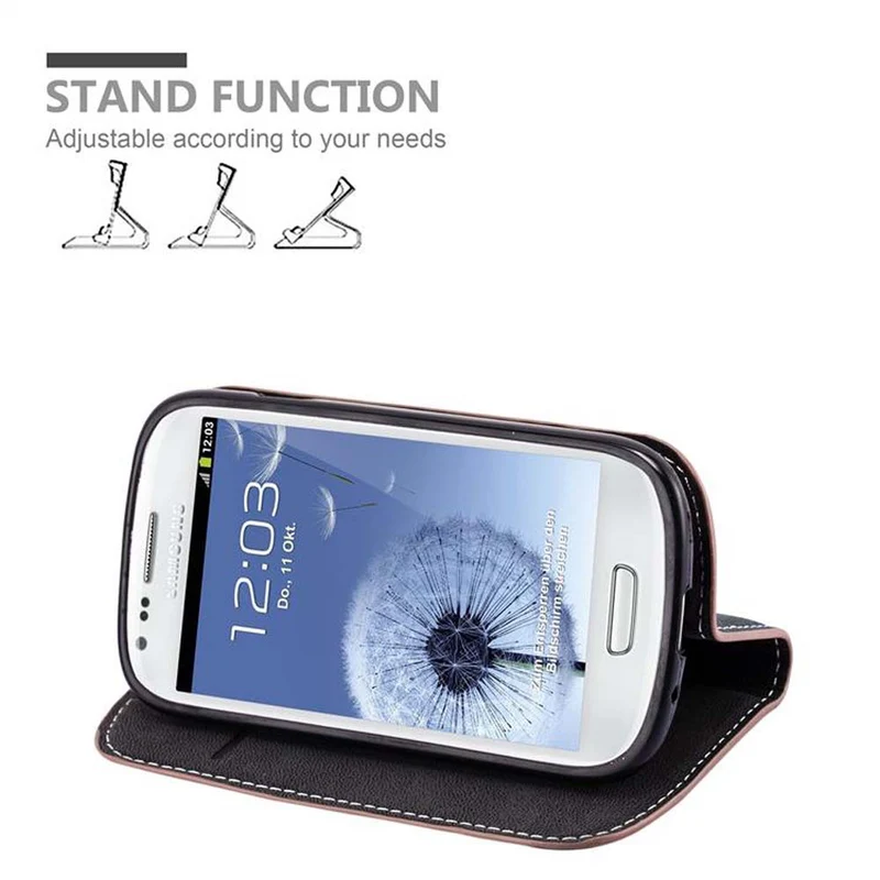 Cadorabo Hülle kompatibel mit Samsung Galaxy S3 MINI Schutzhülle mit Magnetverschluss, Standfunktion und Kartenfach
