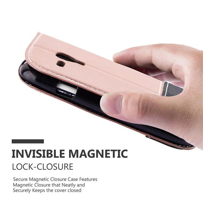 Cadorabo Hülle kompatibel mit Samsung Galaxy S3 MINI Schutzhülle mit Magnetverschluss, Standfunktion und Kartenfach