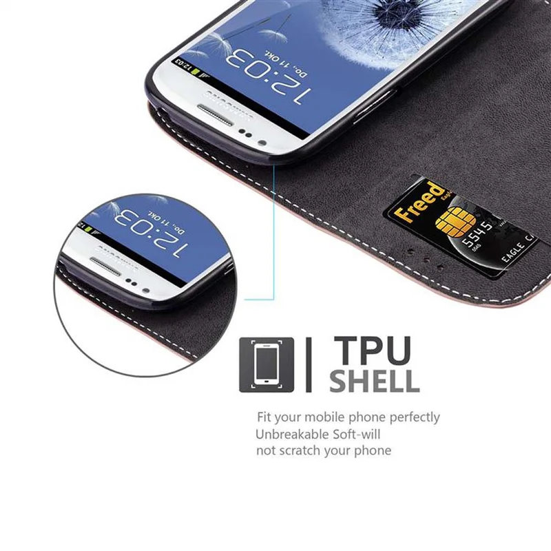 Cadorabo Hülle kompatibel mit Samsung Galaxy S3 MINI Schutzhülle mit Magnetverschluss, Standfunktion und Kartenfach