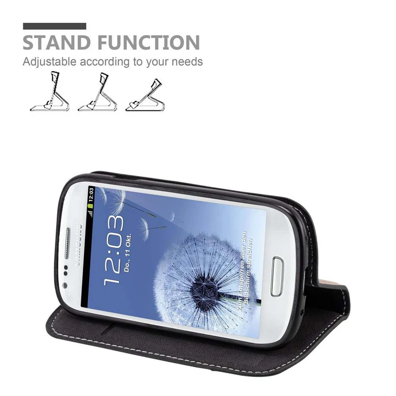 Cadorabo Hülle kompatibel mit Samsung Galaxy S3 MINI Schutzhülle mit Magnetverschluss, Standfunktion und Kartenfach